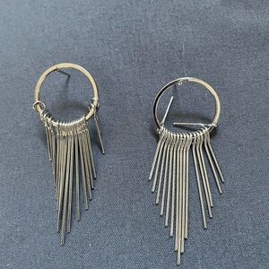 Elegant Silver Fringe Hoop Earrings